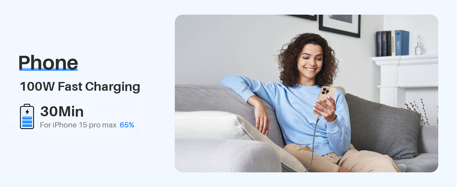 100W usb c fast charging cable for phone