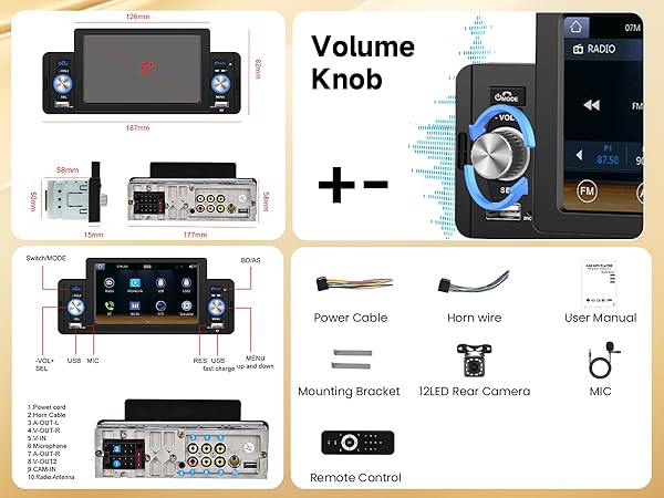 Single Din Apple Carplay Car Stereo Android Auto