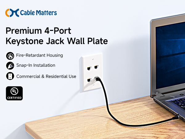 Low Profile 2-Port Keystone Jack Wall Plate