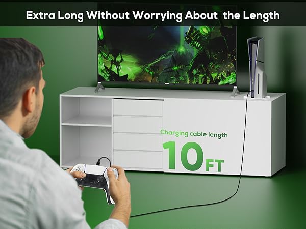 3m/10ft long charging cable provides you with convenient use