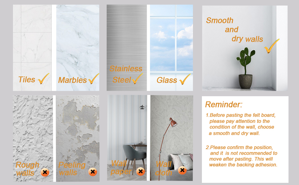 felt pin strip installation wall condition 