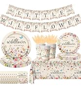 170Pcs Wildflower Baby Shower Decorations for Girls A Little Wildflower Is On The Way Plates Napk...