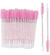 G2PLUS 100pcs Eyelash Brush Lip Brush, Dual Ended Eyelash Extension Brush, Pink Mascara Wands and...