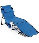 GYMAX Tanning Chair, 3 in 1 Sun Bathing Lounge Chairs with Face/Arm Holes &amp; Side Pocket, Portable...