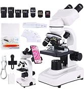 Microscope for Adults &amp; Kids,40-2500X Compound Binocular Microscope with Dual Mechanical Stages a...