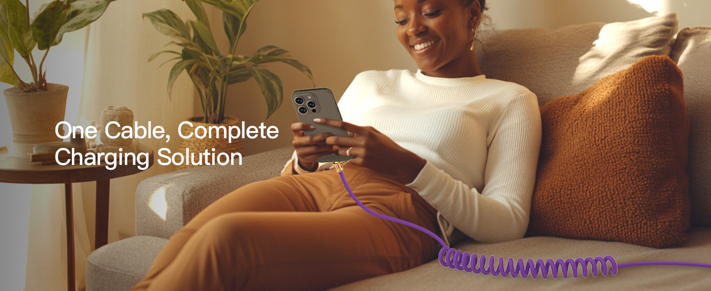 MFish 4-in-1 Coiled Universal Charging Cable with Carrying Case