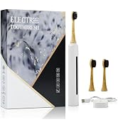 GUFICLE Bamboo Electric Toothbrush for Adults?Rechargeable Electric Toothbrush with 3 Non Toxic C...