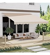 GDPFN 10' x 8' Awning for Patio, Sunsetter Retractable Awning Waterproof Cover Outdoor Patio Cano...