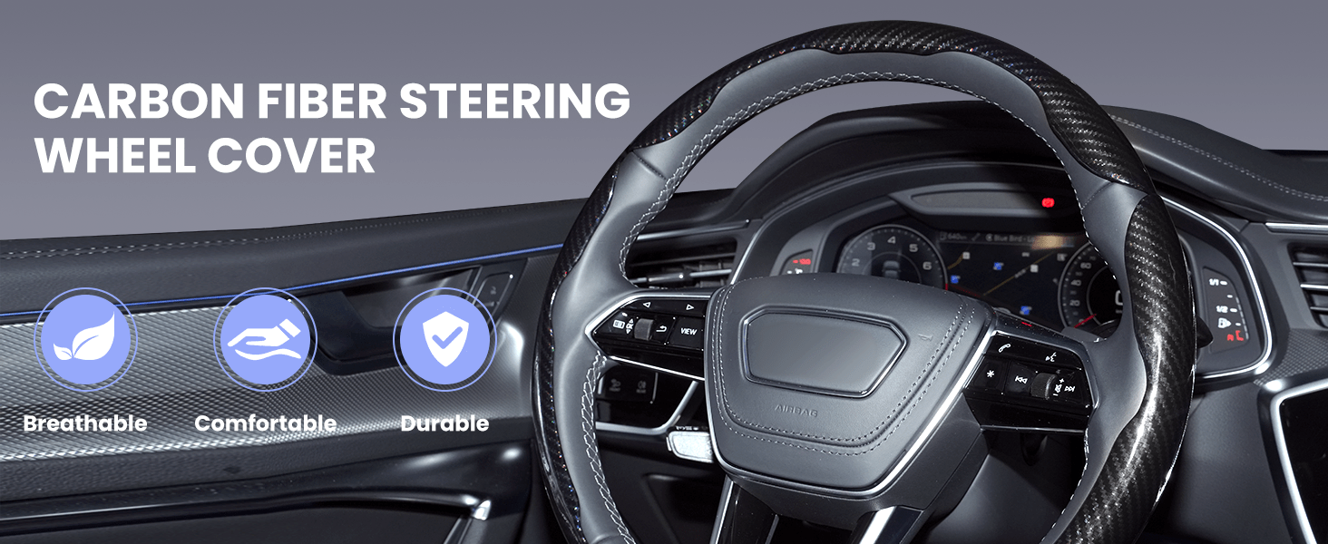 hiseanllo carbon fiber steering wheel cover comfortable and durable
