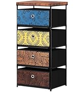Dresser for Bedroom, 4 Tier Fabric Dresser Tower for Clothes, Drawers Storage with Four Drawers N...
