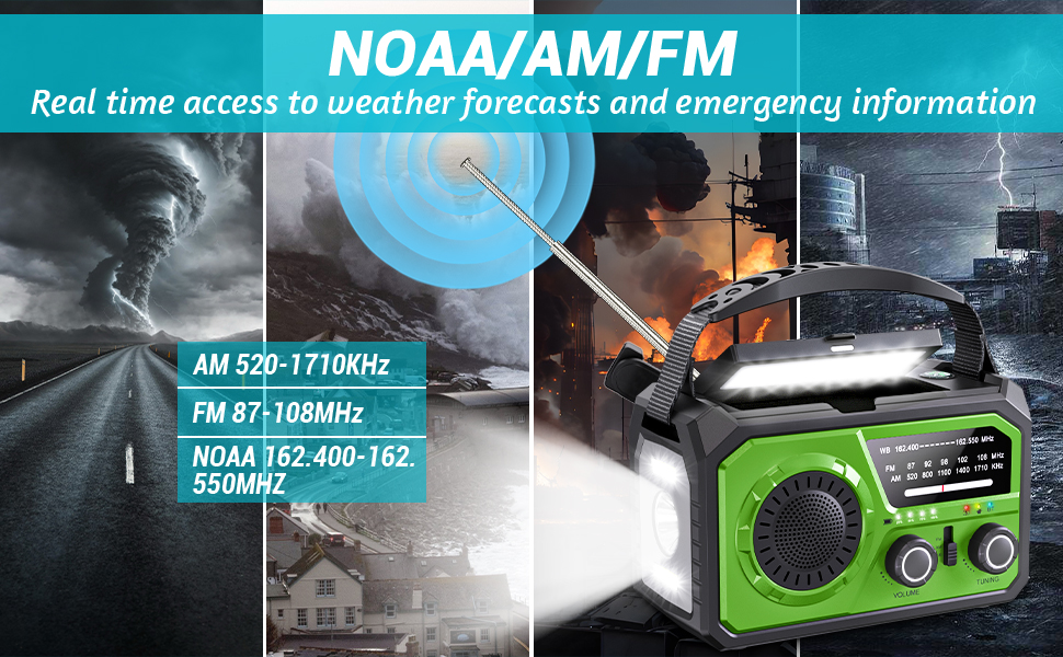 16000mah Emergency Weather Radio Hand Crank Solar Radio Battery Powered Portable Am/Fm/Wb NOAA 