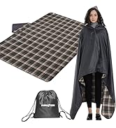 DUKUSEEK Stadium Blanket for Outdoor Sports, Waterproof Hooded Blankets, Windproof Warm Fleece Bl...
