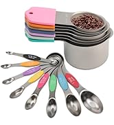 NCONCO Magnetic Measuring Cups and Spoons Set, 7 Measuring Cups 8 Measuring Spoons 1 Leveler for ...