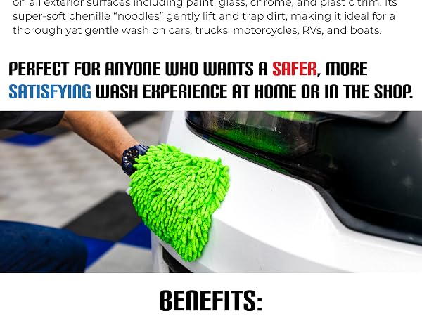 chenille knobby wash mitts for car washing