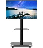 Rfiver Universal Swivel Mobile TV Stand Rolling Cart for 32-75 Inch Flat Screen TV Monitor, Tall ...