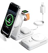 KPON 3-in-1 for Magsafe Charging Station, Foldable Travel Charger Stand for Apple, Wireless Magne...