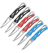 WWZJ 3 Colors Stainless Steel Folding Knife With Key Ring, Outdoor Survival Pocket Knife (6 Pack)