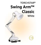 TORCHSTAR Metal Desk Lamp, Adjustable Swing Arm, E26, White | Architect Gooseneck Multi-Joint Cli...