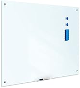 TIANSE Glass Whiteboard, Magnetic Dry Erase White Board - 48" x 36" Large Frameless Clear Wall Ha...