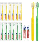 skourvut Disposable Toothbrushes with Toothpaste Individually Wrapped,Bulk Toothbrush 2 Colors an...