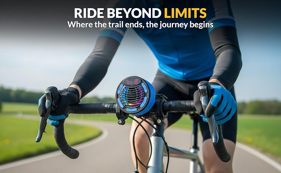 Outdoor bicycle speaker with handlebar mount for mountain biking, road cycling, &amp;amp; rugged trail rides