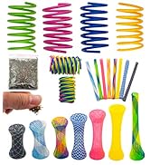 Fashion's Talk 49PCS Cat Spring Toy for Kitten Catnip Bag Mesh Tubes Spring Cat Toy Bulk for Indo...