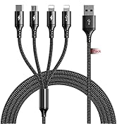 UZAHSK Multi USB Charger Cable 2Pack [4A,10ft ] 4 in 1 USB Fast Charging Cable with IP/Type C/Mic...