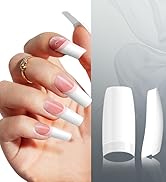 krofaue 500PCS False Nails Tips Lady French Style Acrylic Artificial Tip Manicure Half Cover with...