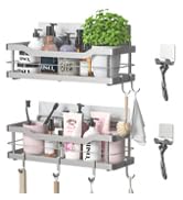 Carwiner Shower Caddy Bathroom Shelf 2-Pack, Basket with 8 Hooks for Hanging Shampoo Conditioner,...