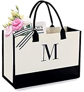 BeeGreen Gifts For Her Monogrammed Personalized 50th Birthday Gifts For Women 13oz Canvas Tote Ba...