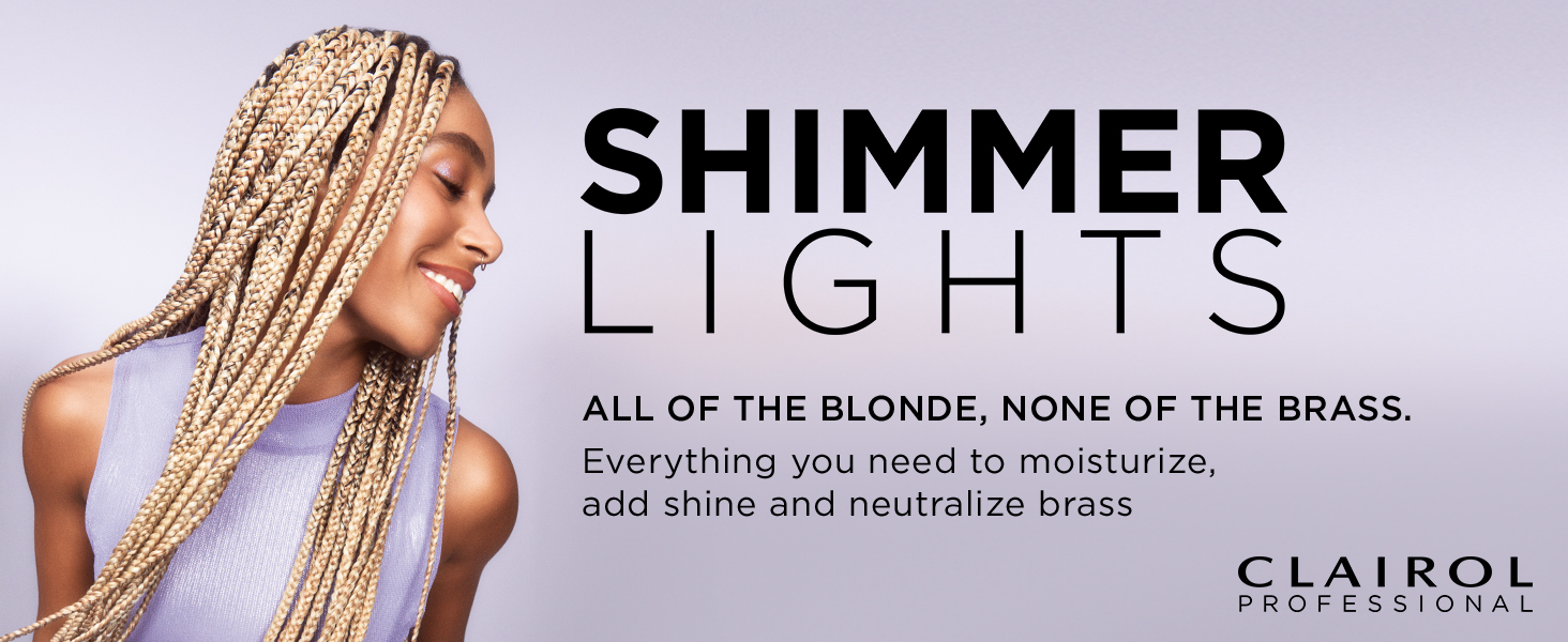 Shimmer Lights, all the blonde none of the brass purple hair care for blonde, silver or highlights