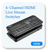 Yinker 4-Channel HDMI Live Stream Switcher, Video Mixer Switcher w/PVW &amp; PGM 2-HDMI Output, 3.5mm...