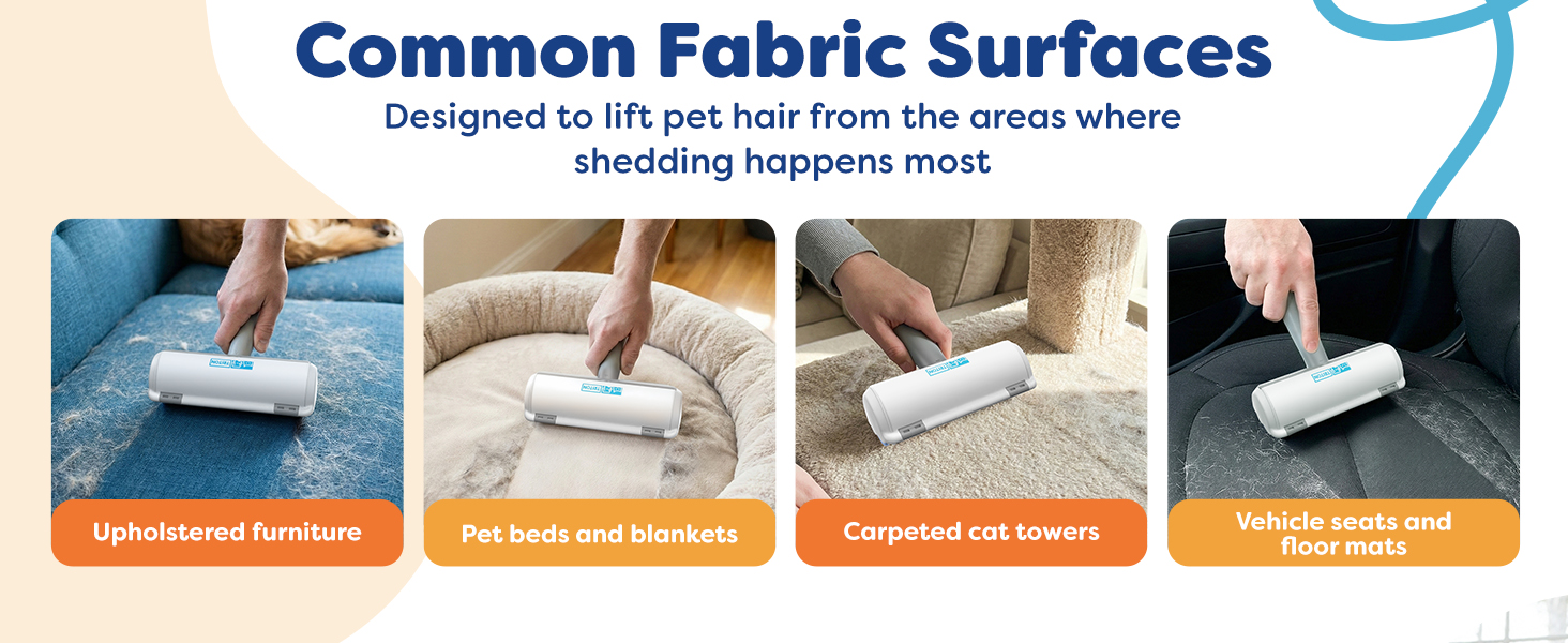 Pet Hair Removal Tool w/Fur Trapping Compartment and Detachable Handle