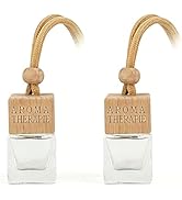 2 Pack Glass Car Diffuser Empty Hanging Essential Oil Bottles | Wood caps &amp; matching droppers, re...