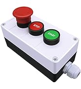 mxuteuk Momentary Start Stop Switch Push Button + 1NC Red Mushroom Latching Emergency e Stop Swit...