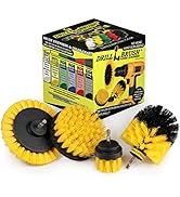 Yellow Drill Brush Attachments for Cleaning Shower, Grout, Bathroom - Grout Cleaner Drillbrush Ki...