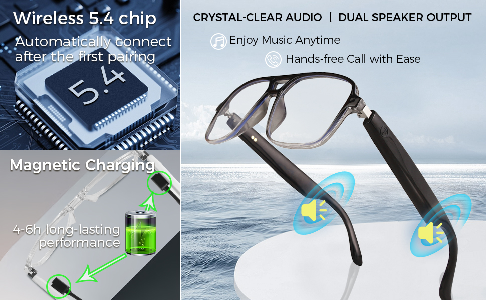 magnetic charging last for 4-6hrs &amp; crystal-clear audio with 2X mic 