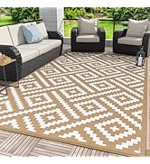 GENIMO Outdoor Rug for Patio Clearance, 6'x9' Waterproof Camping Mat, Reversible Plastic Straw Ru...