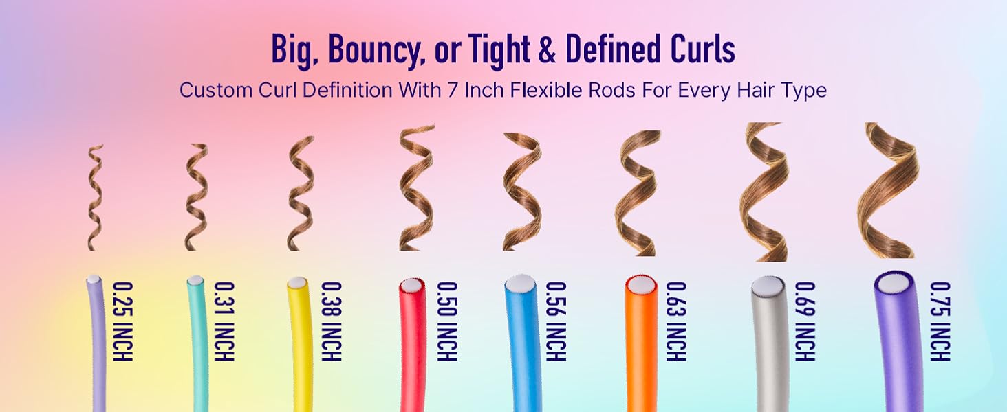 red by kiss flexi rods bouncy heatless curl wave overnight no heat flexible hair curler foam no slip