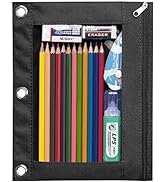 Forvencer Pencil Pouch for 3 Ring Binder, Binder Pencil Pouch with Smooth Zipper, Clear Window Pe...