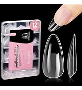 Beetles Gel Nail Tips Medium Almond Etch X Nail Tips, 12 Sizes 288 PCS Half Matte Full Cover Fals...