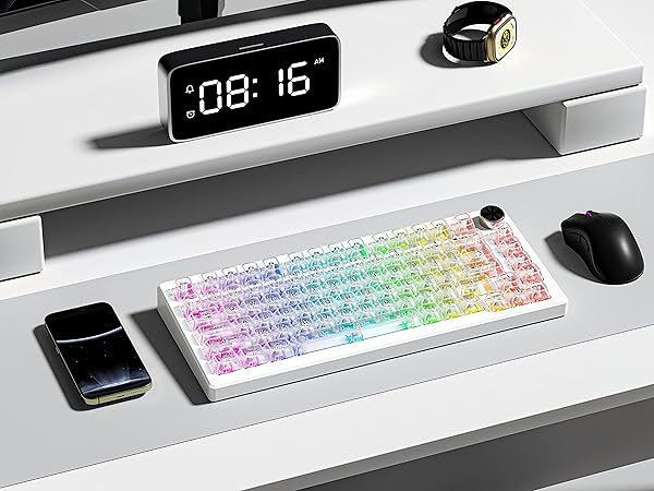 White Clear keycaps,Transparent keycaps,Ceramic Jelly Keycaps Set,Shine Through Key caps,MDA Profile