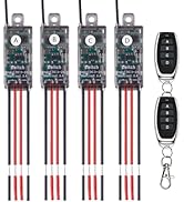 Meskliu 12V Mini Remote Control Switch,4 Way 1 Channel Wireless Switch,DC 5V/12V/24V/ 5A Relay wi...