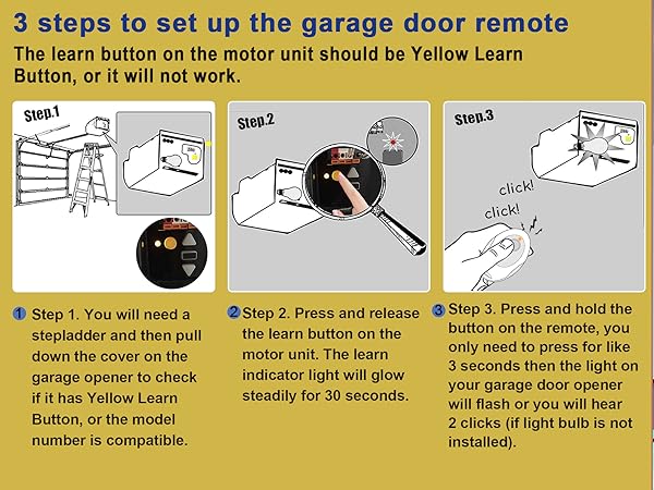 For Liftmaster Sears Craftsman Raynor YELLOW Learn Button Remote