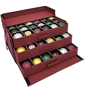 612 Vermont Christmas Ornament Storage Box with 3 Trays, Adjustable Acid-Free Dividers, Holds 72-...