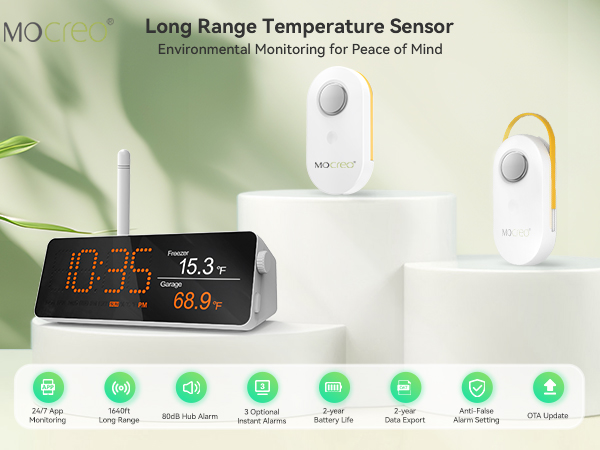 MOCREO 1640ft Long Range Thermometer Freezer Alarm