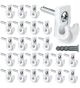24 Pack White Down Wall Clip Closet Shelves Clips Wire Shelf Loop Clip Plastic Wire Shelf Bracket...