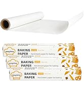 DTFMZOV 12in x 197ft Parchment Paper Roll, High Temperature Resistant White Parchment Paper for B...