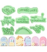 KALAIEN 8 Pcs Happy Birthday Fondant Letter Cutters,Cookie Stamps for cake Cookie Baking Decorati...