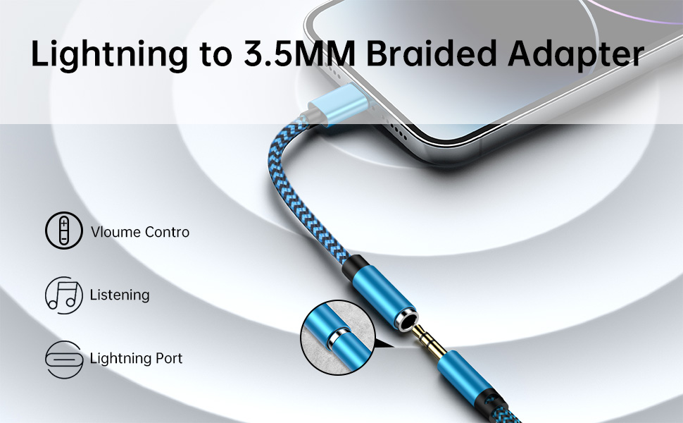 lightning to 3.5mm braided adapter